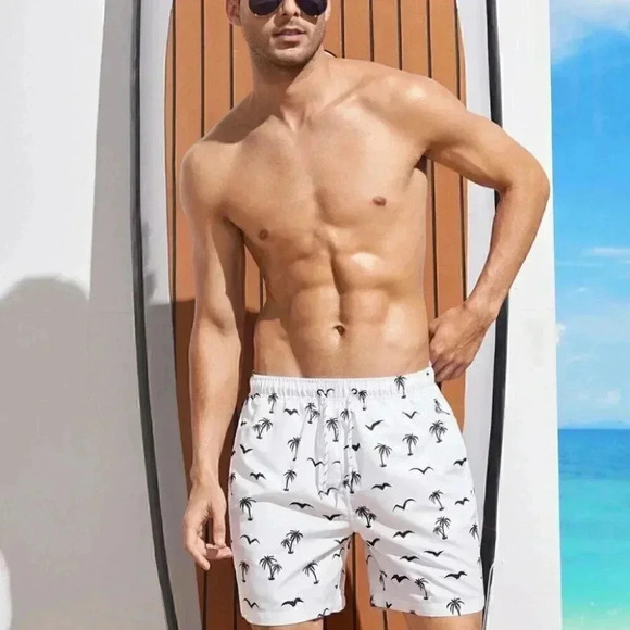 White Mens Swim Shorts - Picture 5 of 6